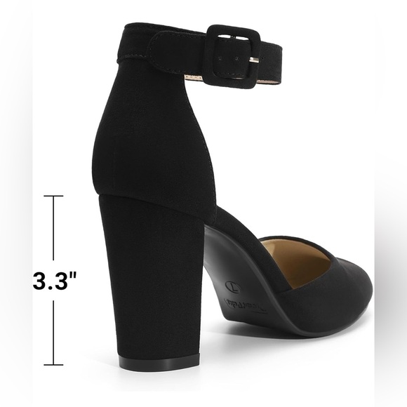 Iamqoo Women’s Size 8.5 Black Almond Toe Ankle Strap High Heels Strappy 3.5” - Picture 5 of 11